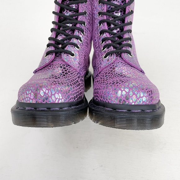 NWOB Dr. Martens Purple Metallic 1460 Pascal Snake Lace Up Boots Women's Size 5 - Picture 5 of 12